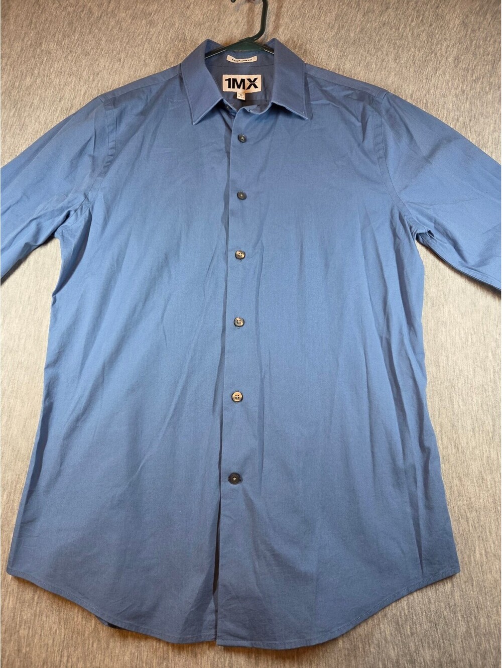 Express 1MX Extra Slim Fit Blue Dress Shirt Medium